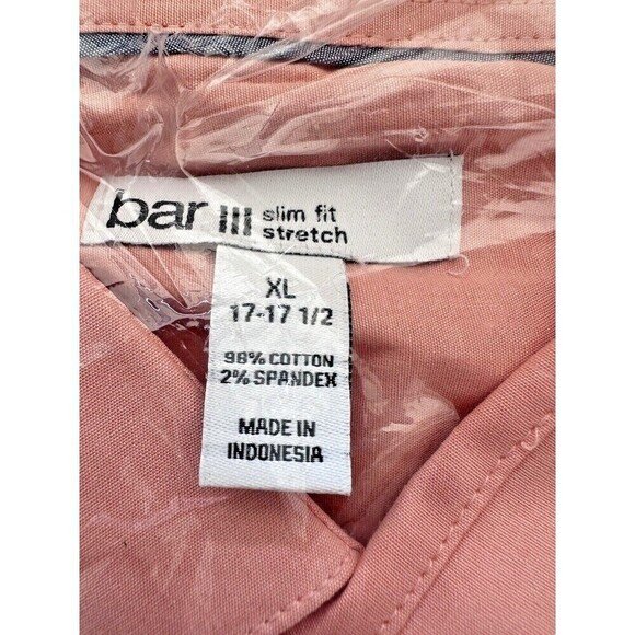 Bar III Mens Chambray Dress Shirt Button Down Apricot Slim Fit Long Sleeve - Picture 5 of 6